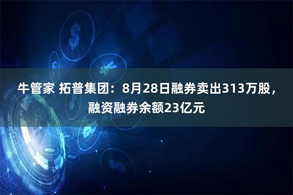 牛管家 拓普集团：8月28日融券卖出313万股，融资融券余额23亿元